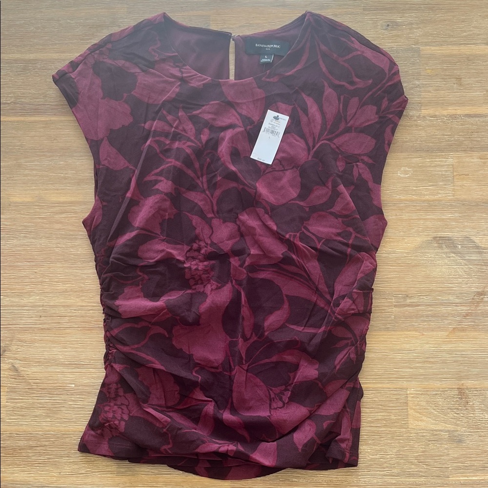 Banana Republic Burgundy Floral Blouse